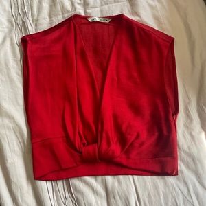 Red satin Zara top